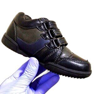 TKS Baby Bys Kids Sneakers Size 10 – Black Grey Blue Velcro Closure